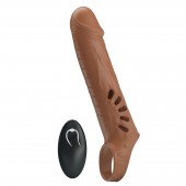 Коричневая вибронасадка с подхватом мошонки и пультом ДУ - Baile - в Твери купить с доставкой