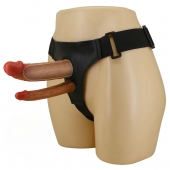 Темно-бежевый фаллопротез для двойного проникновения - 17,5 см. - Baile - купить с доставкой в Твери