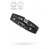 Черный чокер-ошейник со связанными кольцами на подложке - Pecado - купить с доставкой в Твери