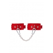 Красные кожаные узкие оковы со скруглёнными углами - Pecado - купить с доставкой в Твери