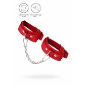 Красные кожаные узкие оковы со скруглёнными углами - Pecado - купить с доставкой в Твери