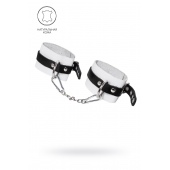 Бело-черные мягкие оковы с одним ремешком и люверсами - Pecado - купить с доставкой в Твери