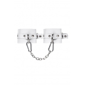 Белые мягкие кожаные наручники с люверсами - Pecado - купить с доставкой в Твери