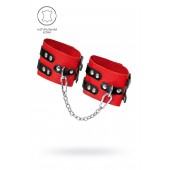 Красно-черные мягкие оковы с двумя ремешками с люверсами - Pecado - купить с доставкой в Твери