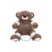 Бондажный набор: бурый мишка с белыми оковами и наручниками - Pecado - купить с доставкой в Твери