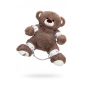 Бондажный набор: бурый мишка с белыми оковами и наручниками - Pecado - купить с доставкой в Твери