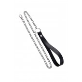 Поводок с ручкой из черной натуральной кожи и карабином для ошейника - Pecado - купить с доставкой в Твери