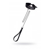 Кожаный двухслойный ошейник с красной строчкой и поводком - Pecado - купить с доставкой в Твери