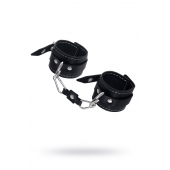 Черные двухслойные наручники с белой строчкой - Pecado - купить с доставкой в Твери