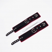 Черно-красные оковы с красной строчкой Sex - Crazy Handmade - купить с доставкой в Твери