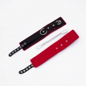 Черно-красные оковы с красной строчкой Sex - Crazy Handmade - купить с доставкой в Твери