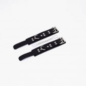 Черные кожаные наручники с регулируемыми ремешками - Crazy Handmade - купить с доставкой в Твери