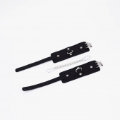 Черные кожаные оковы с хромированной фурнитурой - Crazy Handmade - купить с доставкой в Твери