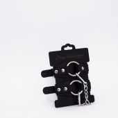 Черные кожаные оковы с кольцом - Crazy Handmade - купить с доставкой в Твери