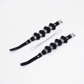 Черные кожаные оковы из звеньев - Crazy Handmade - купить с доставкой в Твери