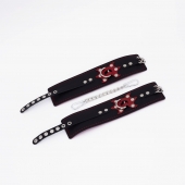 Черные кожаные оковы с красным декором и строчкой - Crazy Handmade - купить с доставкой в Твери