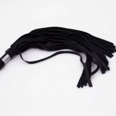 Черный кожаный флоггер со стальной ручкой - 45 см. - Crazy Handmade - купить с доставкой в Твери