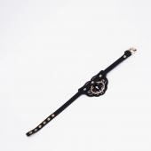 Черный фигурный кожаный ошейник с золотистой фурнитурой - Crazy Handmade - купить с доставкой в Твери