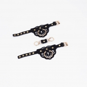 Черные наручники с золотистой фурнитурой - Crazy Handmade - купить с доставкой в Твери