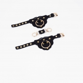 Черные наручники с золотистой фурнитурой - Crazy Handmade - купить с доставкой в Твери