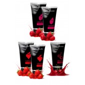Набор из 5 съедобных лубрикантов JUJU (клубника х 2, малина х 2, вишня) - JuJu - купить с доставкой в Твери