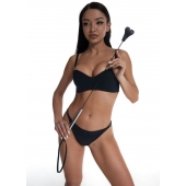 Стек с черным кожаным наконечником в виде сердца и металлической ручкой - 67 см. - Crazy Handmade - купить с доставкой в Твери