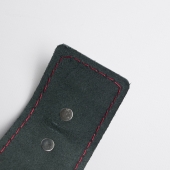 Черные кожаные наручники с красной строчкой - Crazy Handmade - купить с доставкой в Твери