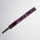 Черно-розовый ошейник с золотистой фурнитурой - Crazy Handmade - купить с доставкой в Твери