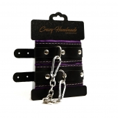 Черно-фиолетовые скругленные наручники с мягкой подкладкой - Crazy Handmade - купить с доставкой в Твери