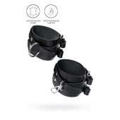 Черные кожаные оковы с двумя перекрёстными ремешками - Pecado - купить с доставкой в Твери