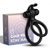 Черное эрекционное виброкольцо с подхватом мошонки Stay Hard - Boys of Toys - в Твери купить с доставкой
