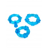 Набор из 3 синих эрекционных колец с различным рельефом - Erowoman-Eroman - в Твери купить с доставкой
