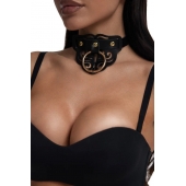 Черный чокер с клепками и золотистой фурнитурой - Crazy Handmade - купить с доставкой в Твери