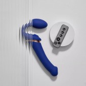 Синий безремневой страпон Multi Orgasm Bendable Strap-On size XL с клиторальной стимуляцией - Strap-on-me - купить с доставкой в Твери