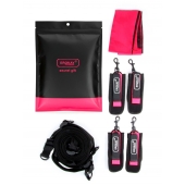 Черно-розовый эротический набор: фиксатор, оковы, наручники, повязка - Erokay - купить с доставкой в Твери