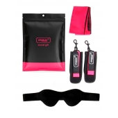 Черно-розовый эротический набор: маска, наручники и повязка - Erokay - купить с доставкой в Твери