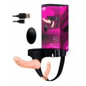 Женский страпон с 2 насадками, вибрацией и пультом ДУ - Erowoman-Eroman - купить с доставкой в Твери