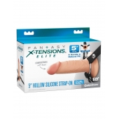 Телесный пустотелый фаллопротез 5’’ Hollow Silicone Strap-On - 14 см. - Pipedream - купить с доставкой в Твери