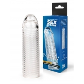 Прозрачная закрытая насадка на пенис с ребрышками - 16 см. - Sex Expert - в Твери купить с доставкой