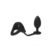 Черное эрекционное кольцо с анальной пробкой Cockstrap With Anal Plug - Dream Toys - в Твери купить с доставкой