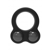 Черное эрекционное кольцо с утяжелителями Cockring Dual Weight - Dream Toys - в Твери купить с доставкой