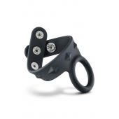 Черное эрекционное кольцо с подхватом мошонки на кнопках VS6 - Blush Novelties - в Твери купить с доставкой