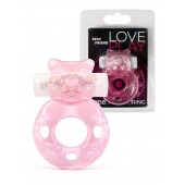 Розовое эрекционное виброкольцо в форме мишки - 1137 - в Твери купить с доставкой