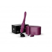 Фиолетовая секс-машина с функцией нагрева, насадками и присоской Sesh - Zalo - купить с доставкой в Твери