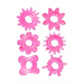 Набор из 6 розовых эрекционных колец с различным рельефом - Erowoman-Eroman - в Твери купить с доставкой