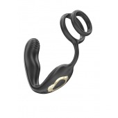 Черная анальная пробка с вращением и эрекционными кольцами - Ibiza - в Твери купить с доставкой