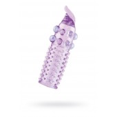 Гелевая фиолетовая насадка с шариками, шипами и усиком - 11 см. - Toyfa Basic - в Твери купить с доставкой