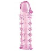 Гелевая розовая насадка на фаллос с шипами - 12 см. - Toyfa Basic - в Твери купить с доставкой