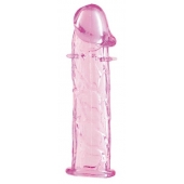 Гладкая розовая насадка с усиками под головкой - 12,5 см. - Toyfa Basic - в Твери купить с доставкой