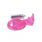 Розовая вибронасадка со стимулятор клитора   Язычок - Toyfa Basic - в Твери купить с доставкой